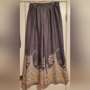 Gray and Cream Wide-Leg Pants